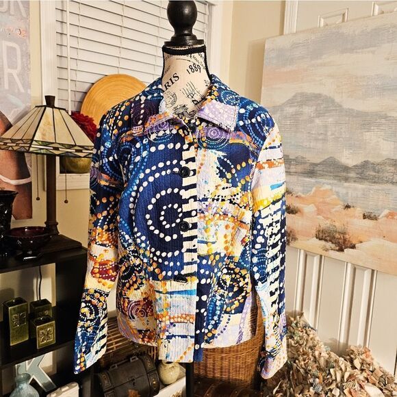 New Requirements Geometric Print Swirl Detail Lightweight Jacket. XL Fit - Picture 6 of 12